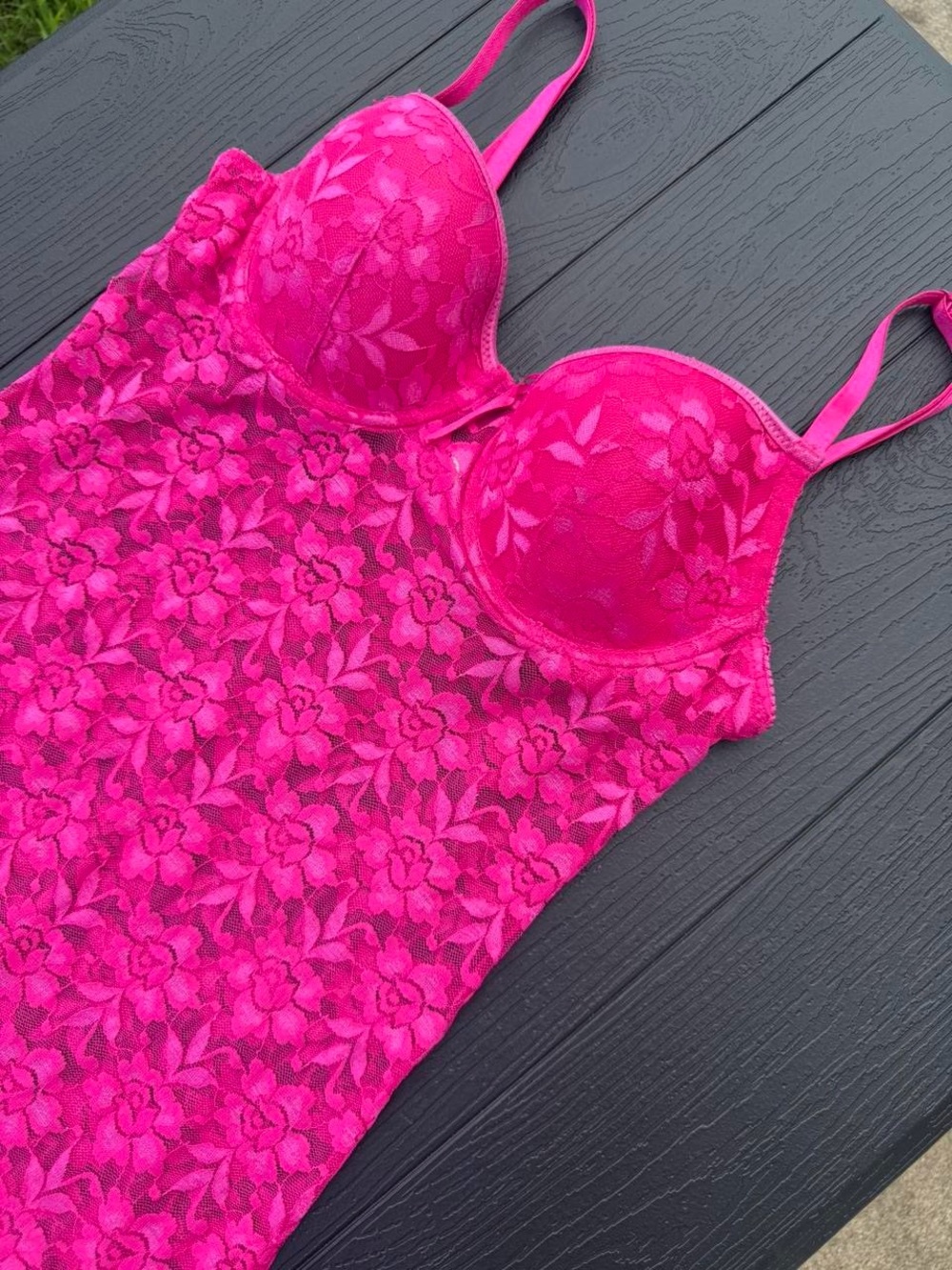 Rampage y2k vintage Hot Pink Lace Bustier Chemise